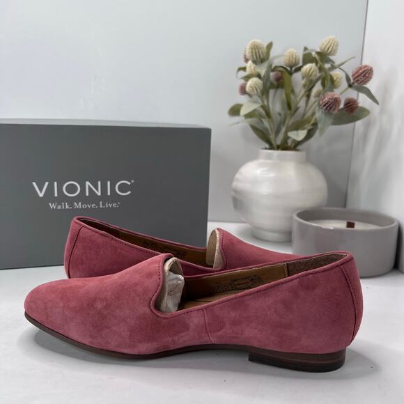 New Vionic Willa Slip On Comfort Loafer Shoes Pink Suede Leather Women's 6M NWB - Picture 6 of 10